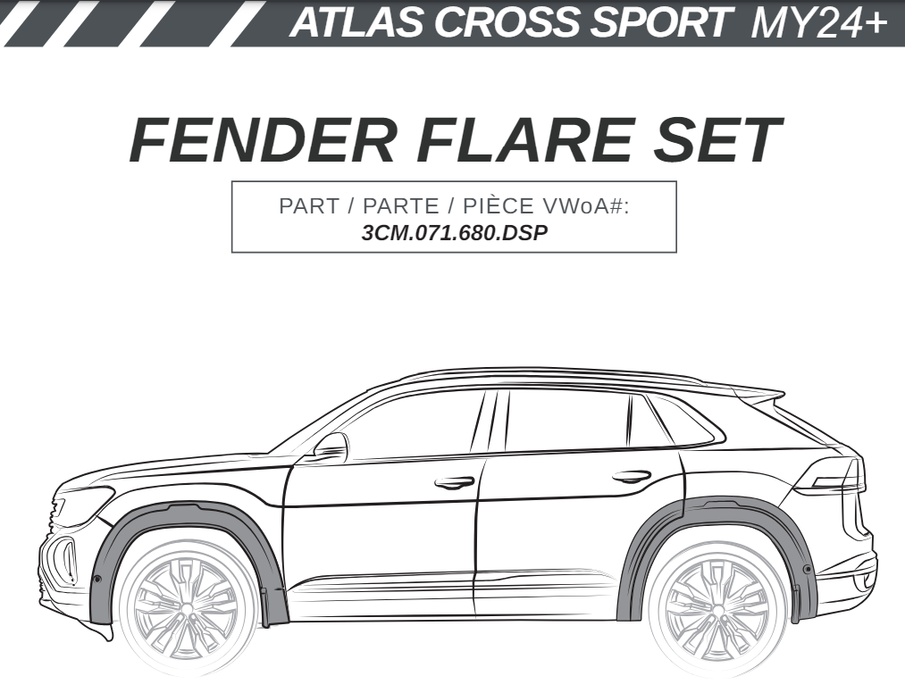 VW ATLAS CROSS SPORT MY23+ HIGH PROFILE FENDER FLARES SET