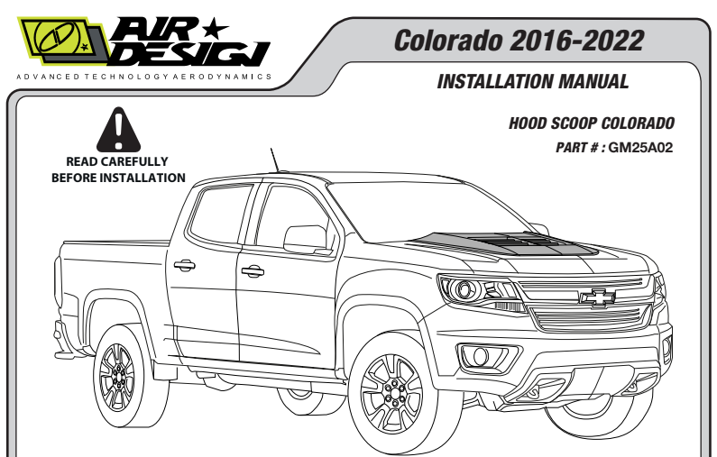 GM25A02 Hood Scoop – Colorado 2016-2022