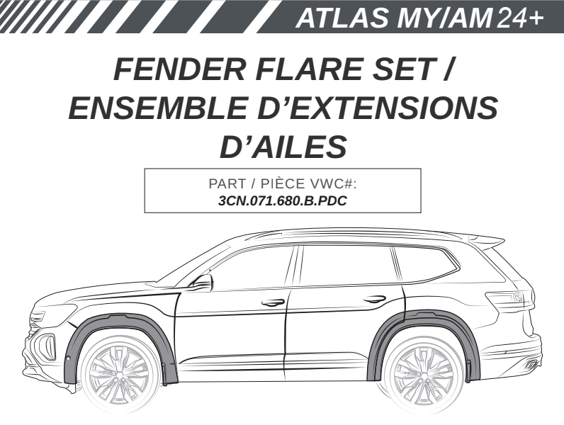 VW ATLAS MY24+ FENDER FLARE SET /ENSEMBLE D’EXTENSIONS D’AILES