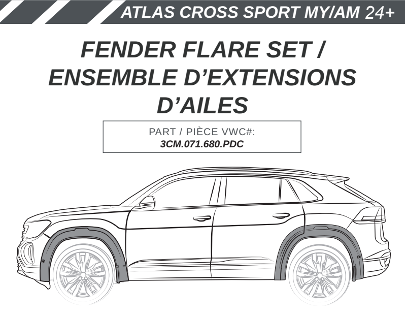 VW ATLAS CROSS SPORT MY23+ HIGH PROFILE FENDER FLARES SET /ENSEMBLE D’EXTENSIONS D’AILES