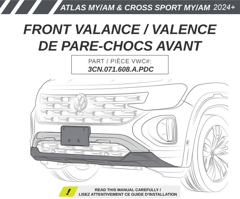 VW ATLAS & CROSS SPORT MY24+ FRONT VALANCE /VALENCE DE PARE-CHOCS AVANT