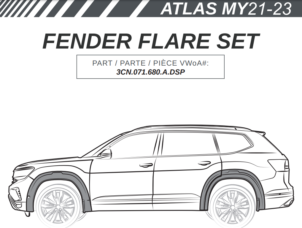 VW ATLAS MY21-23 FENDER FLARE SET INSTALLATION MANUAL