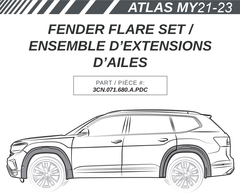 VW ATLAS MY21-23 FENDER FLARE SET /ENSEMBLE D’EXTENSIONS D’AILES