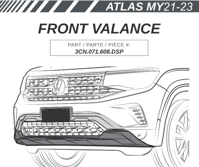 VW ATLAS MY21-23 – FRONT VALANCE INSTALLATION MANUAL
