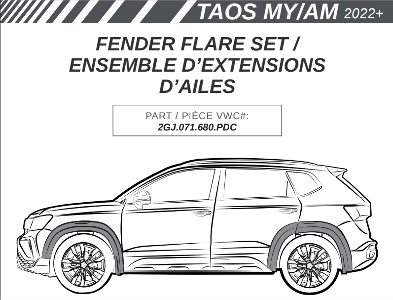 VW TAOS MY22+ FENDER FLARE SET /ENSEMBLE D’EXTENSIONS
